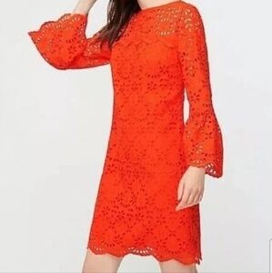J.Crew Bell Sleeve Eyelet Cocktail Dress Sz 2